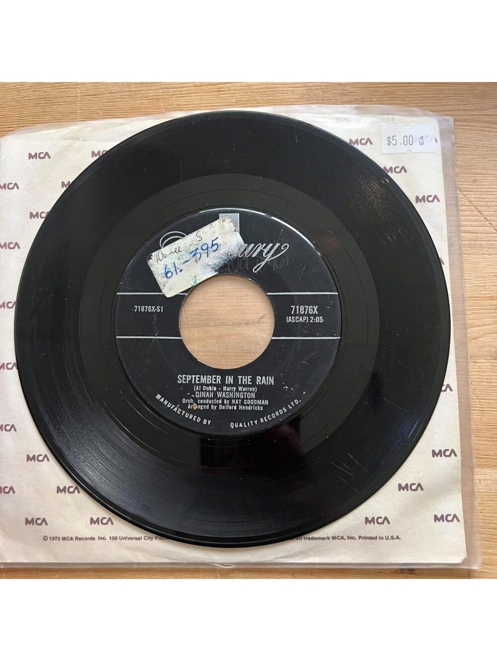 Dinah Washington - September in the Rain 45rpm VG+ R19